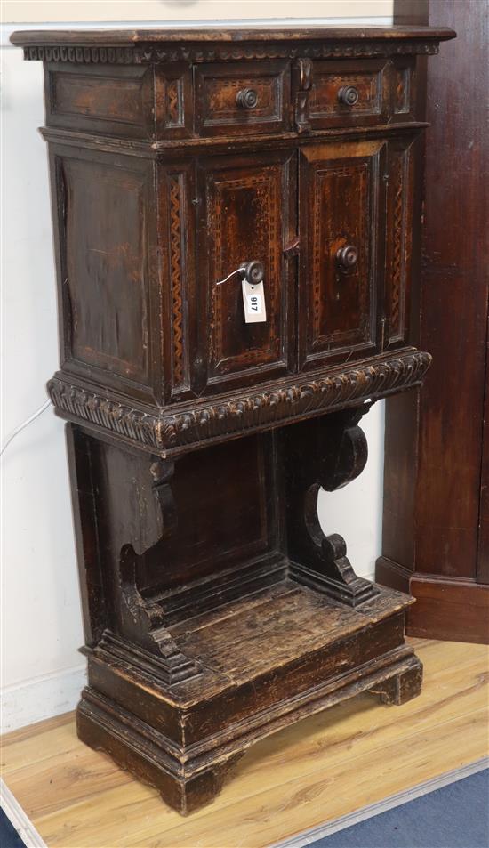 A late 16th / early 17th century Italian walnut side cabinet H.132cm